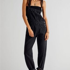 Free People Ziggy Black Denim Overalls